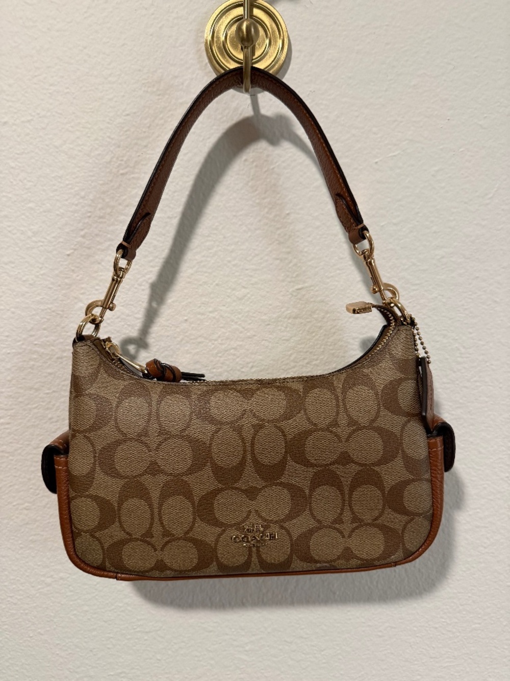 Coach Pennie Shoulder Bag in Signature Canvas and Pebble Leather
